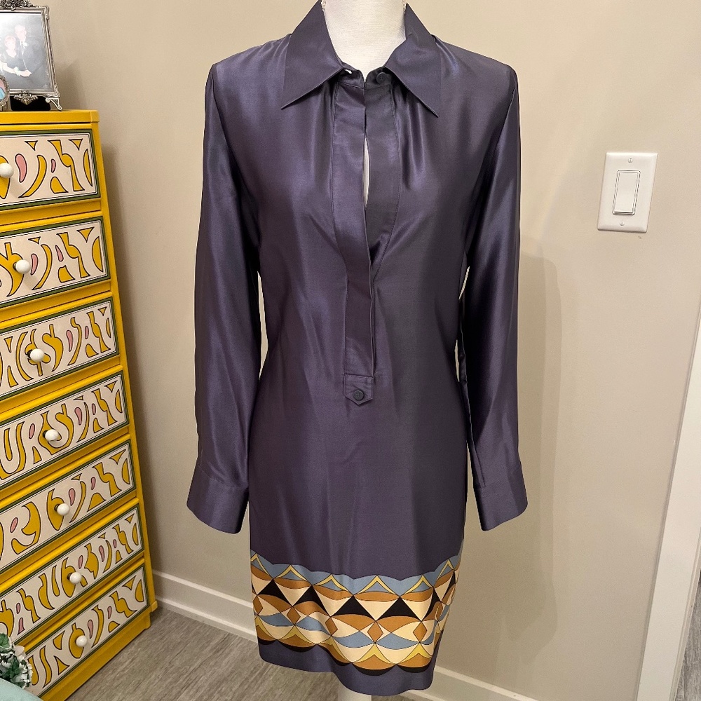 Laundry by Shelli Segal Popover Silk Shirt Dress Size 10